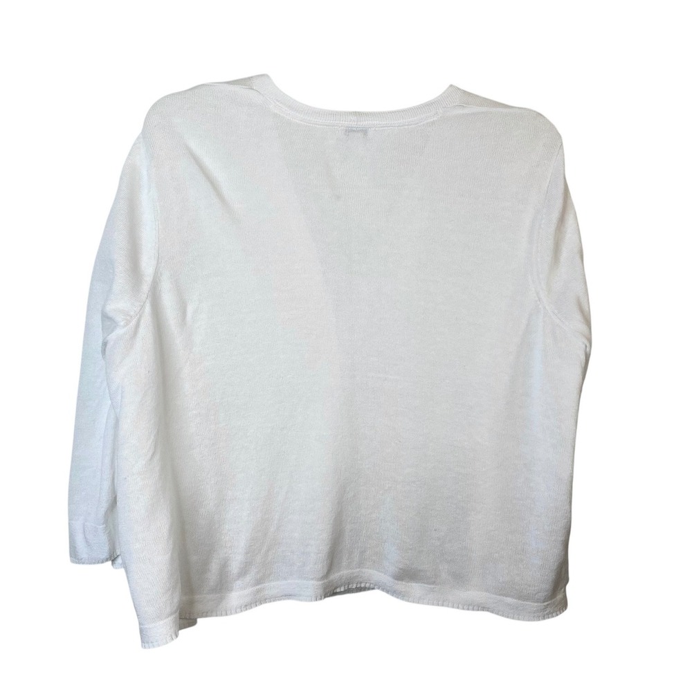 J. Jill White Linen Blend Single Button Cardigan Sweater XL Tall 3/4 Sleeve - Picture 2 of 5